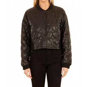 NEW DOLCE CABO faux leather heart quilted jacket in black